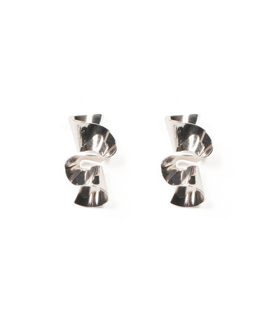 Silver Tone Metal Twist Earrings