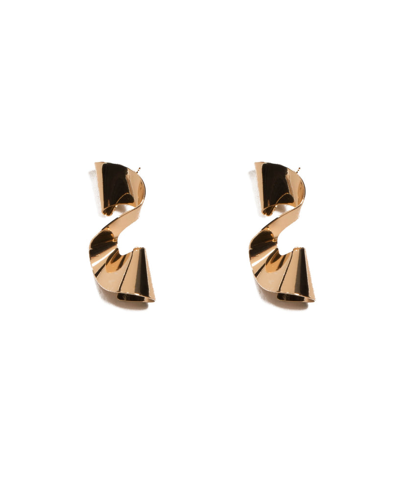 Gold Tone Metal Twist Earrings
