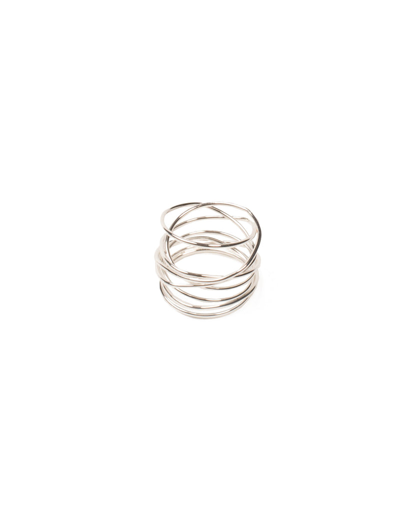 Silver Tone Fine Metal Twist Ring - Medium
