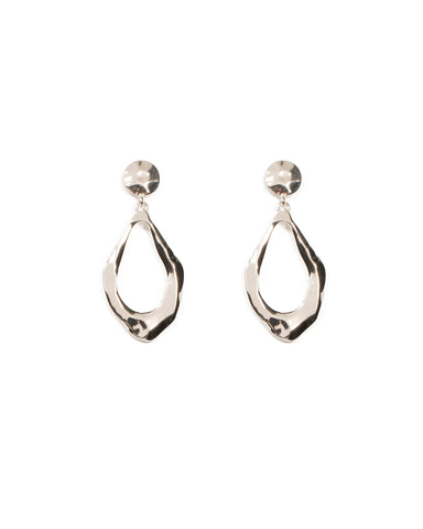 Silver Tone Hammered Disc Drop Earrings