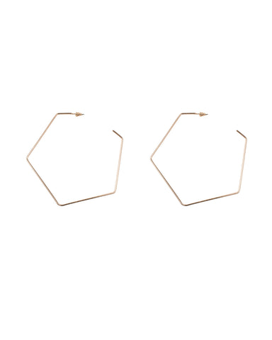 Gold Tone Pentagon Metal Hoop Earrings