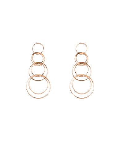 Gold Tone Linking Drop Rings Statement Earrings