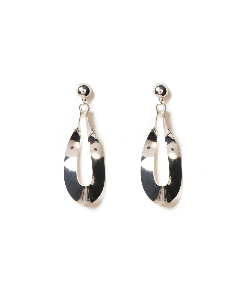 Silver Tone Twist Metal Statement Earrings