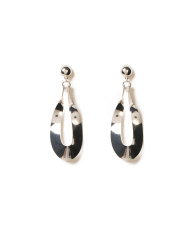 Silver Tone Twist Metal Statement Earrings