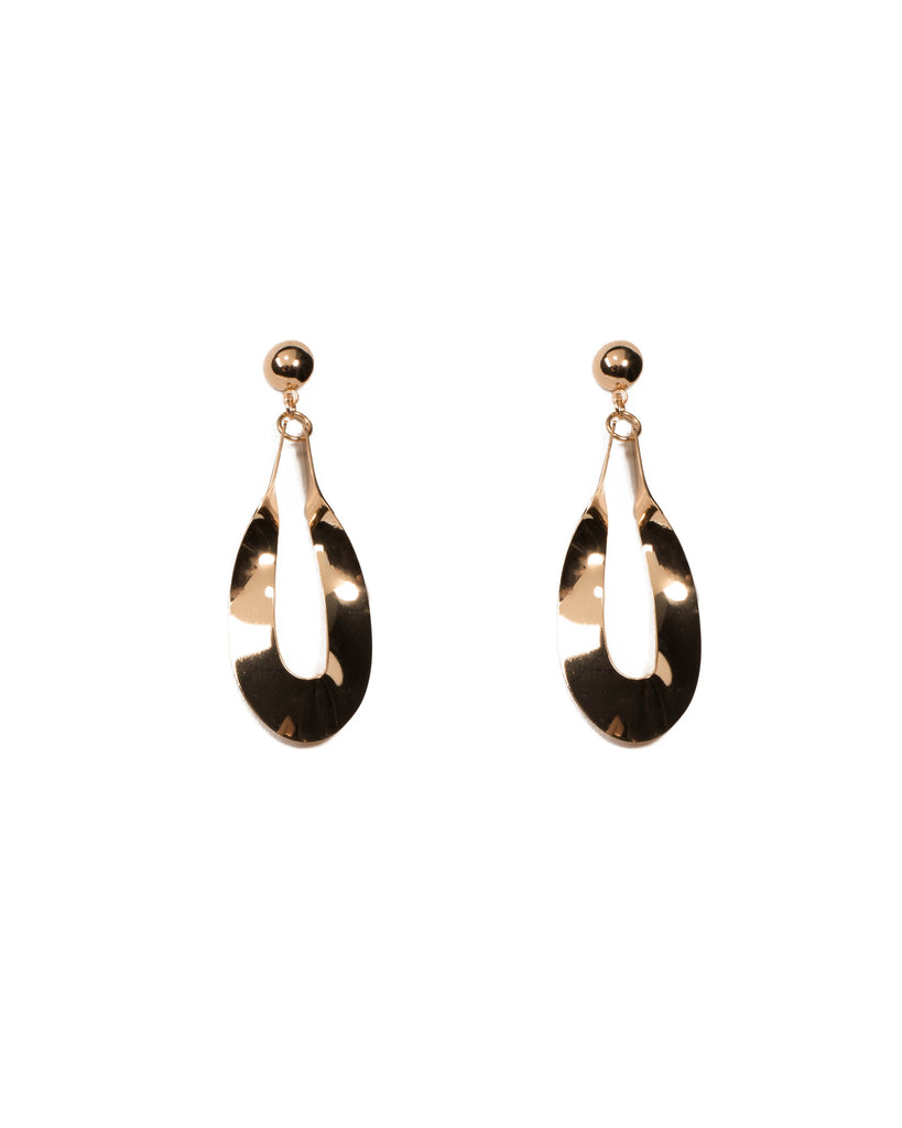 Gold Tone Twist Drop Metal Statement Earrings