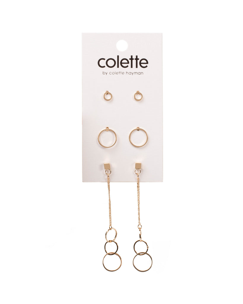 Gold Tone Metal Ring Earring Pack