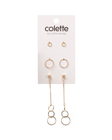 Gold Tone Metal Ring Earring Pack