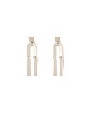 Silver Tone Linking Metal Disc Earrings
