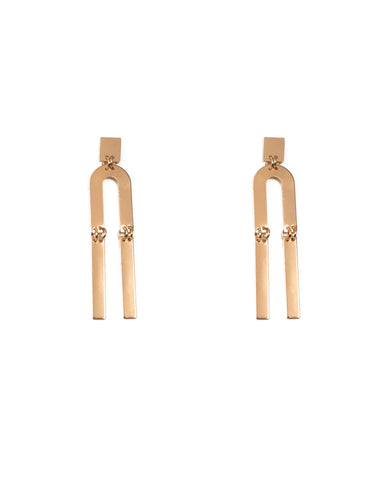 Gold Tone Linking Metal Disk Earrings