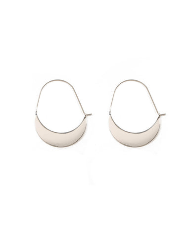 Silver Tone Metal Disc Oval Hoop Earrings