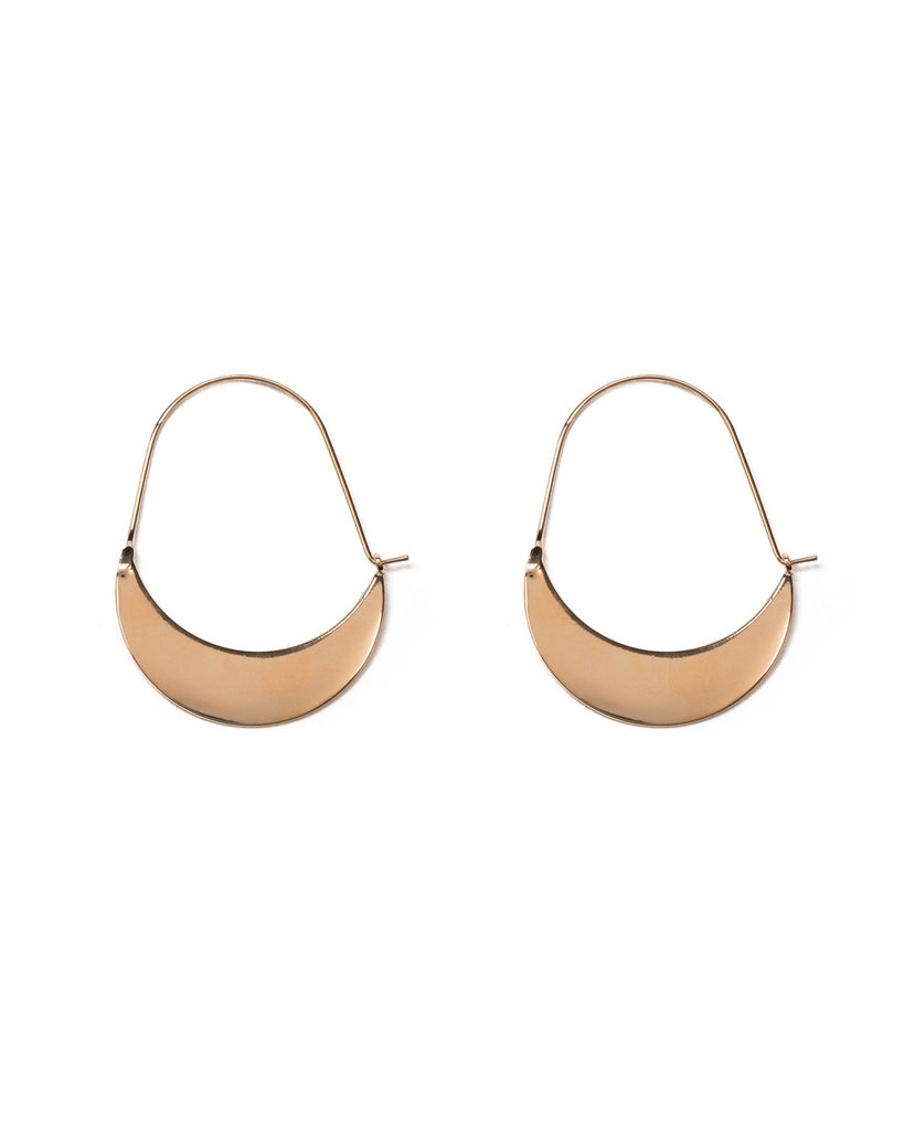 Gold Tone Metal Disk Oval Hoop Earrings