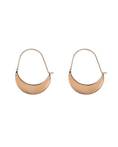 Gold Tone Metal Disk Oval Hoop Earrings