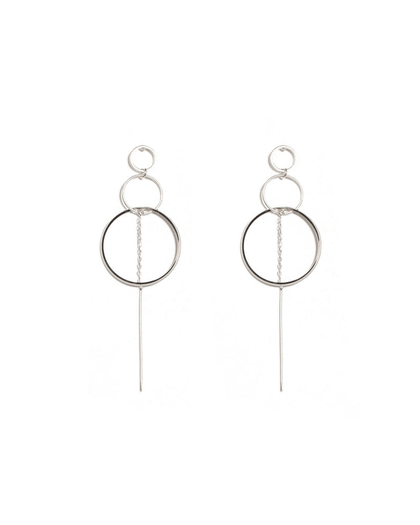 Silver Tone Gradual Ring Drop Earrings
