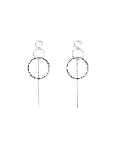 Silver Tone Gradual Ring Drop Earrings
