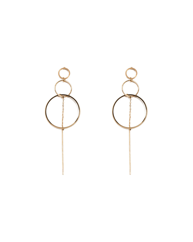Gold Tone Gradual Ring Drop Earrings