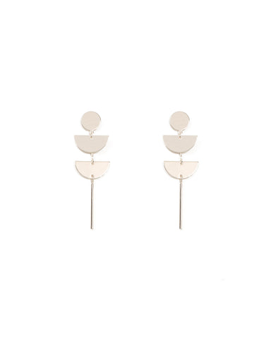 Silver Tone Drop Metal Disc Earrings