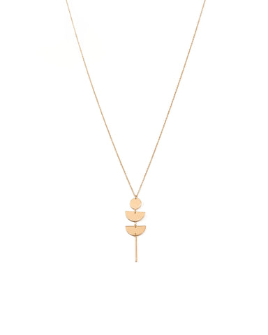 Gold Tone Drop Metal Disk Necklace