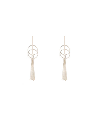 Silver Tone Long Chain Tassel Earrings