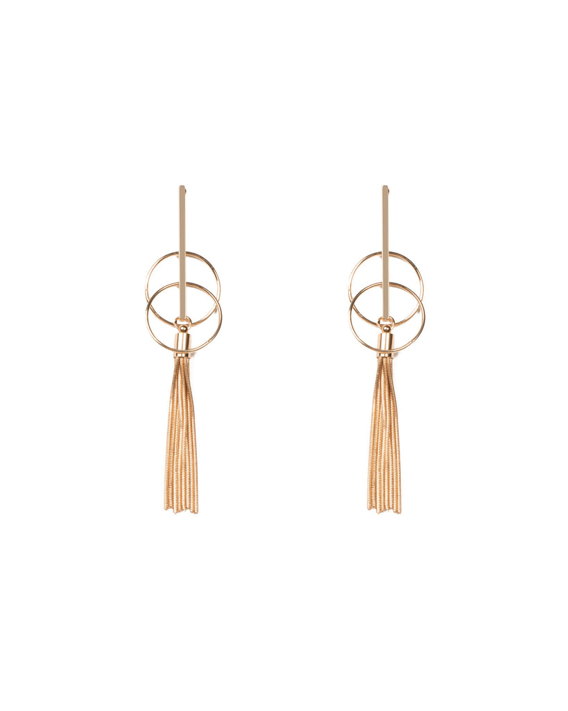 Gold Tone Long Tassel Chain Drop Earrings