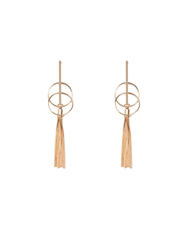 Gold Tone Long Tassel Chain Drop Earrings