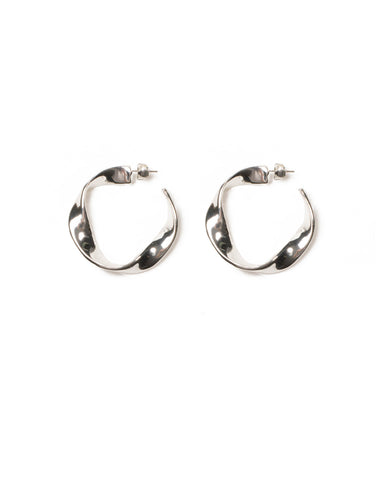 Silver Tone Twisted Metal Hoop Earrings
