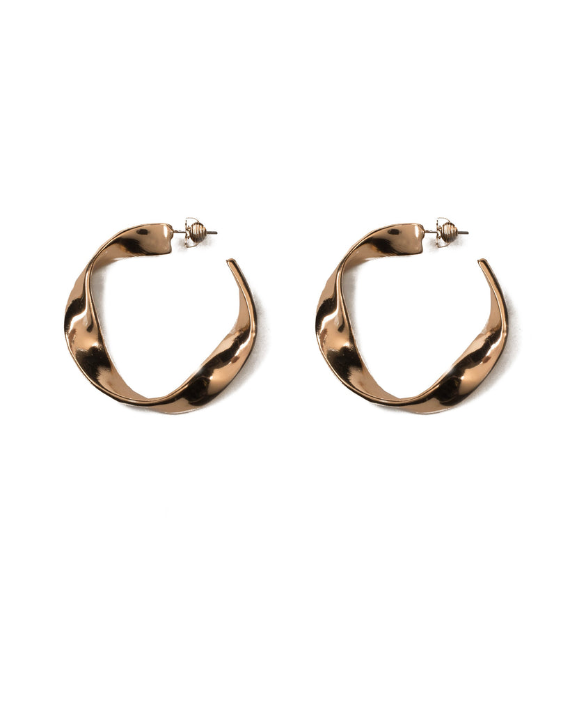 Gold Tone Twist Metal Hoop Earrings