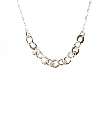 Silver Tone Hammered Disc Necklace