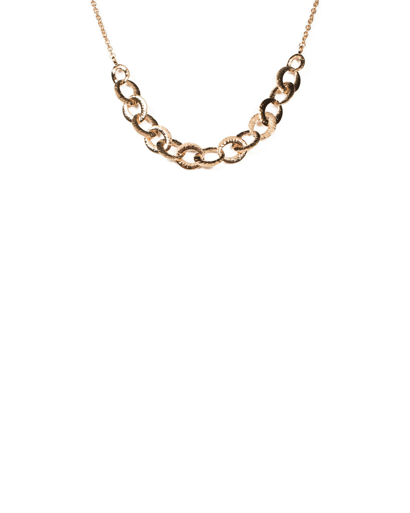 Gold Tone Hammered Disc Necklace