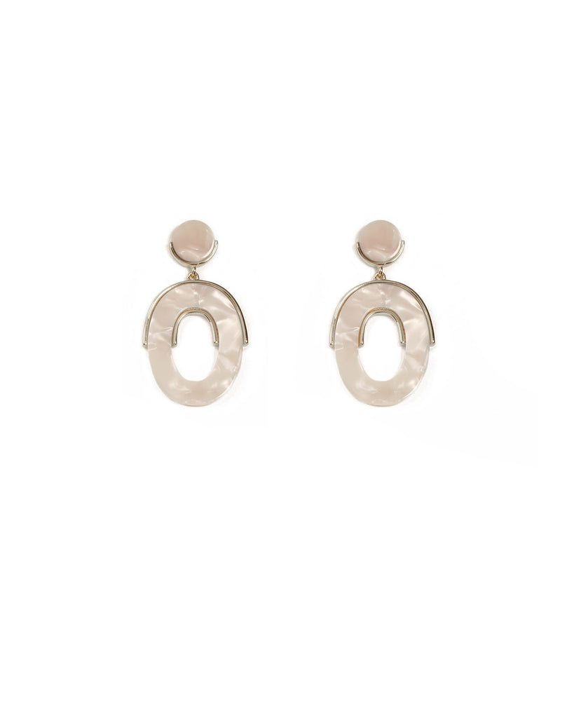 Grey Silver Tone Framed Acrylic Drop Earring