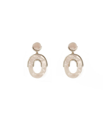 Grey Silver Tone Framed Acrylic Drop Earring
