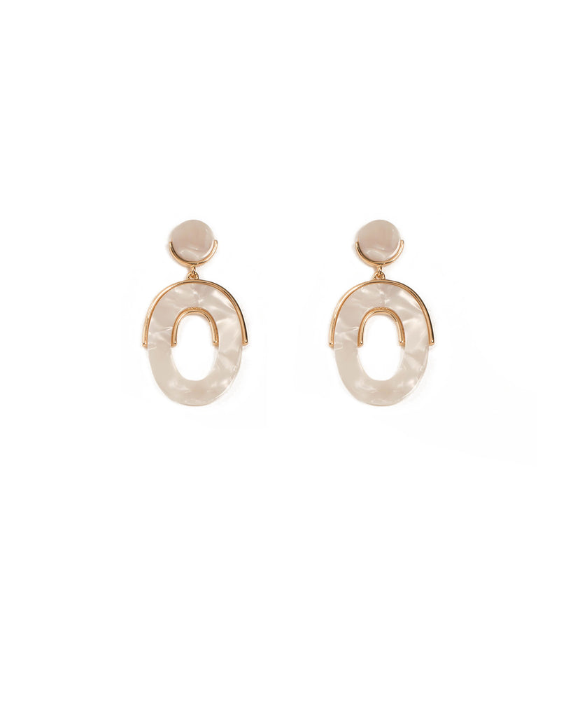 Ivory Gold Tone Framed Acrylic Drop Earring