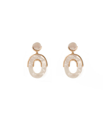 Ivory Gold Tone Framed Acrylic Drop Earring