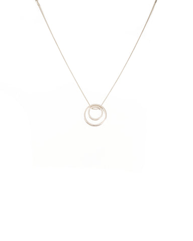 Silver Tone Double Hoop Short Necklace