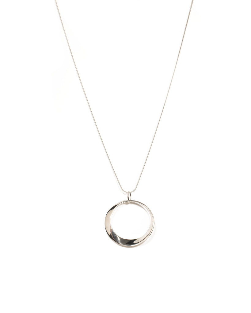 Silver Tone Hoop Metal Long Necklace