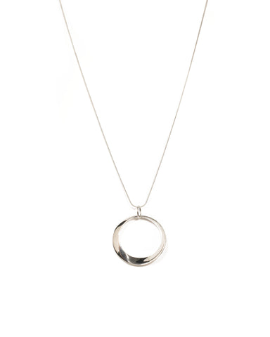 Silver Tone Hoop Metal Long Necklace