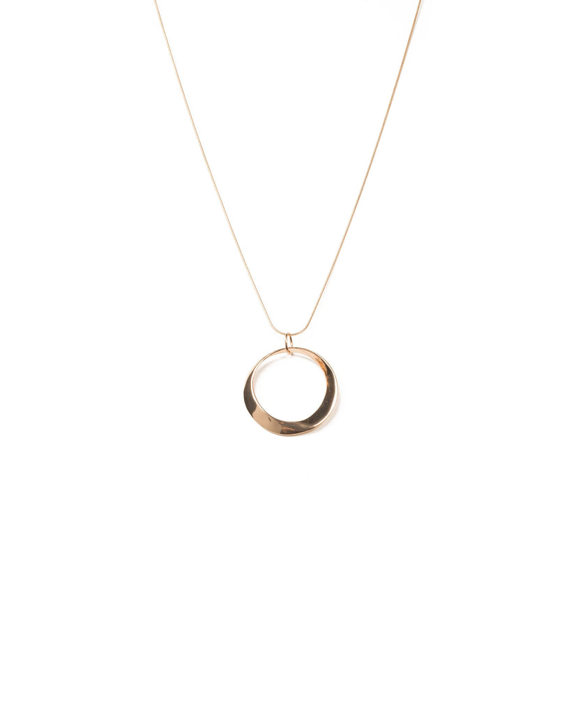 Gold Tone Hoop Metal Long Necklace