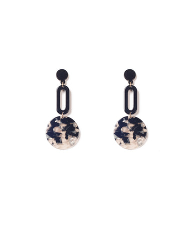 Black Gold Tone Drop Acrylic Statement Earrings
