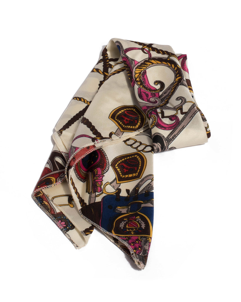 Ivory Printed Fabric Hair Scarf