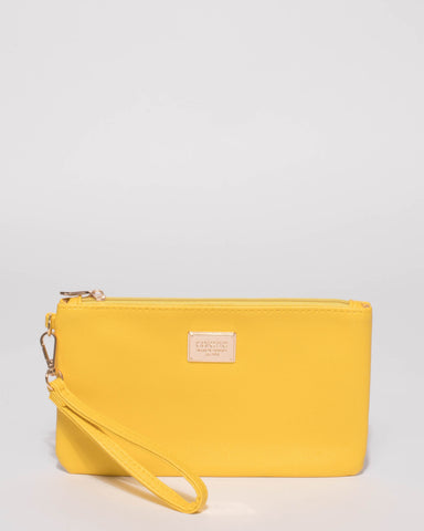 Yellow Saffiano Brook Wristlet Purse