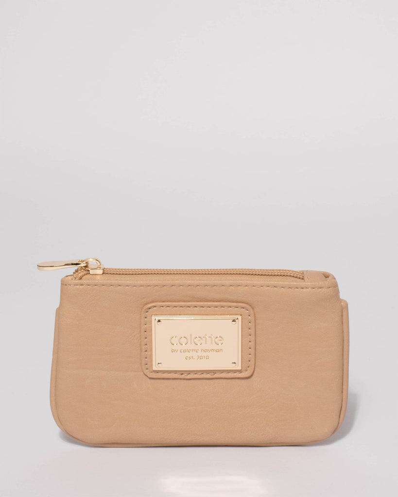 Natural Large Plate Small Purse Piping With Gold Hardware