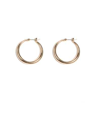 Gold Tone Organic Metal Hoop Earrings