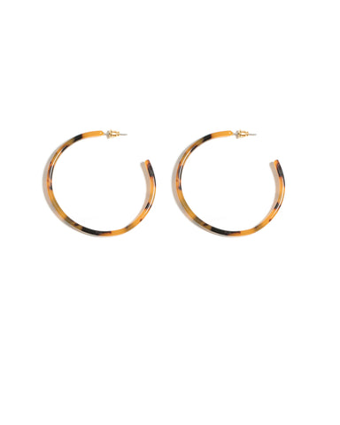 Tortoise Shell Gold Tone Acrylic Hoop Statement Earrings