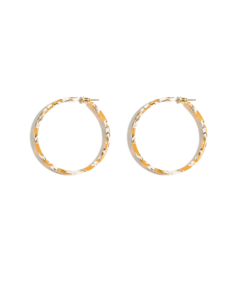 Multi Colour Gold Tone Acrylic Hoop Statement Earrings
