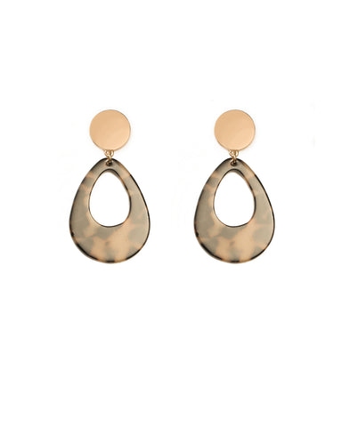 Tortoise Shell Gold Tone Acrylic Teardrop Statement Earrings