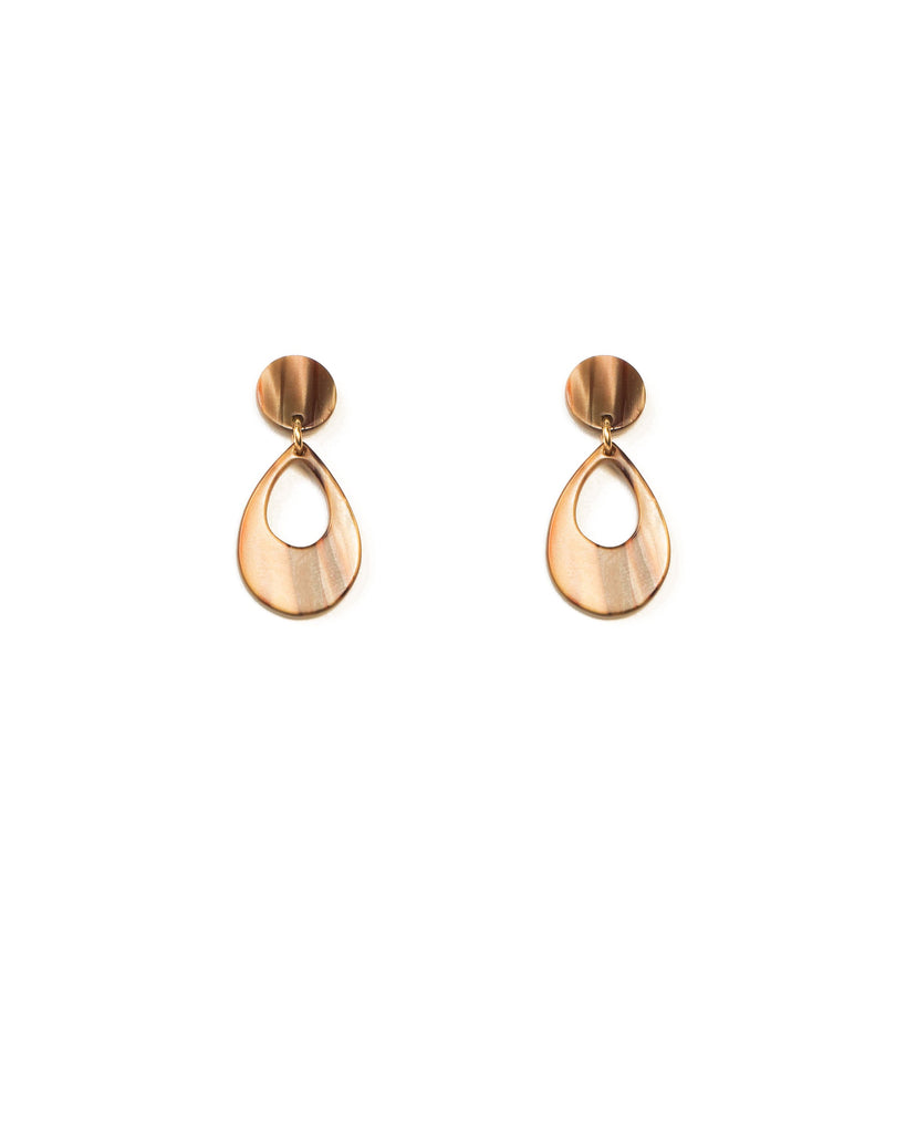 Brown Silver Tone Mini Acrylic Teardrop Statement Earrings