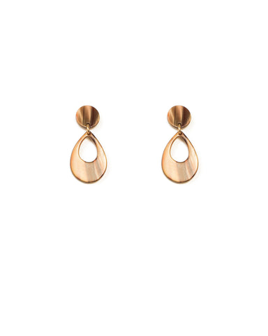Brown Silver Tone Mini Acrylic Teardrop Statement Earrings
