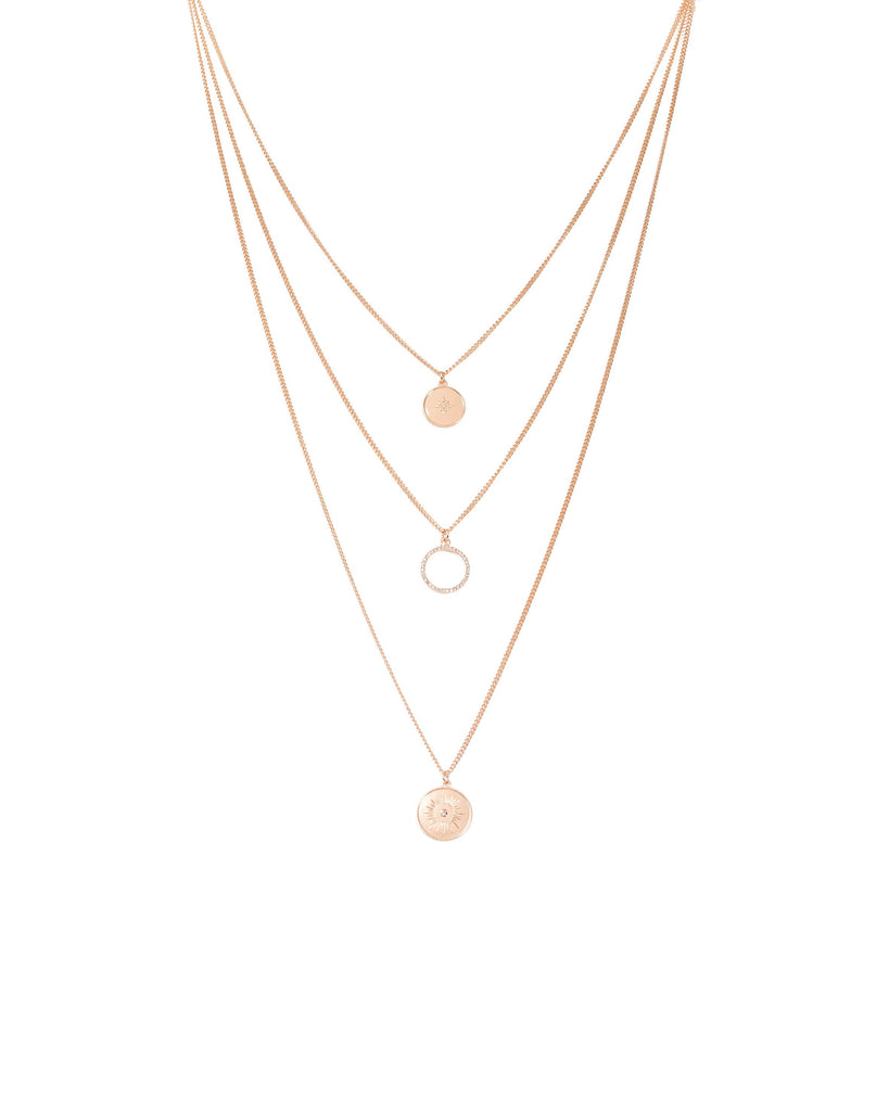 Gold Tone 3 Piece Layered Necklace