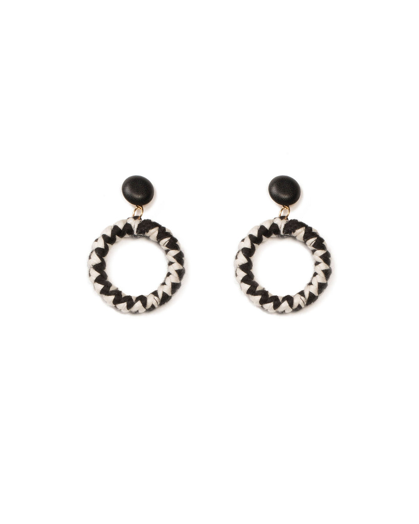 Monochrome Gold Tone Rope Wrapped Two Tone Earrings