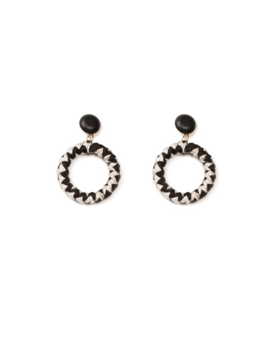 Monochrome Gold Tone Rope Wrapped Two Tone Earrings