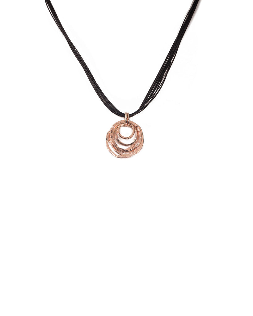 Black Rose Gold Tone Multi Layer Disk Statement Necklace